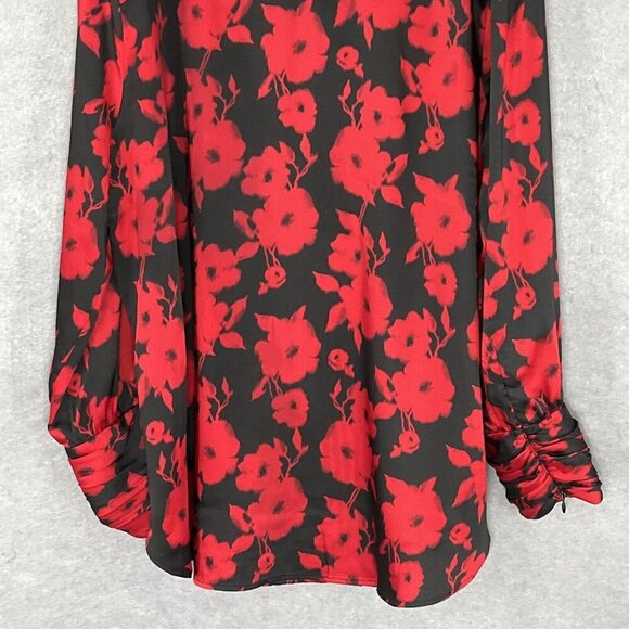 Chico's Top Women XL (3/5) Dark Floral Long Sleeve Button‎ Up Boho Career - Picture 9 of 14